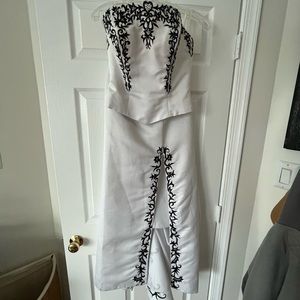 Two piece white black detail prom dress